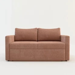 Sofa rozkładana sztruksowa różowa SOFI