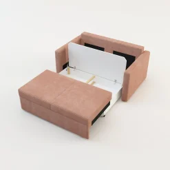 Sofa rozkładana sztruksowa różowa SOFI