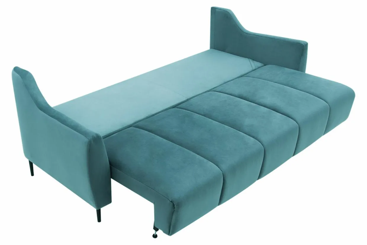 Sofa rozkładana turkusowa 3-osobowa ETNA