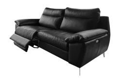 Sofa skórzana z funkcją relaks czarna PERLE