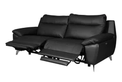 Sofa skórzana z funkcją relaks czarna PERLE