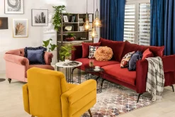 Sofa welurowa bordowa VOCAL