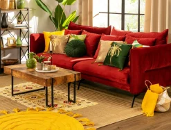 Sofa welurowa bordowa VOCAL