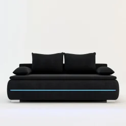 Sofa z listwą led czarna TEKLA