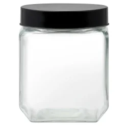 Słoik kwadratowy z czarną pokrywką MILOS 1,3 l