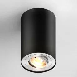 Spot natynkowy z regulacją czarno-srebrny RONDOO