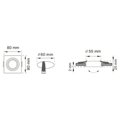 Spot wpuszczany kwadratowy czarny FINN