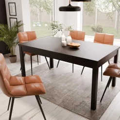 Stół rozkładany czarny 160-207 cm