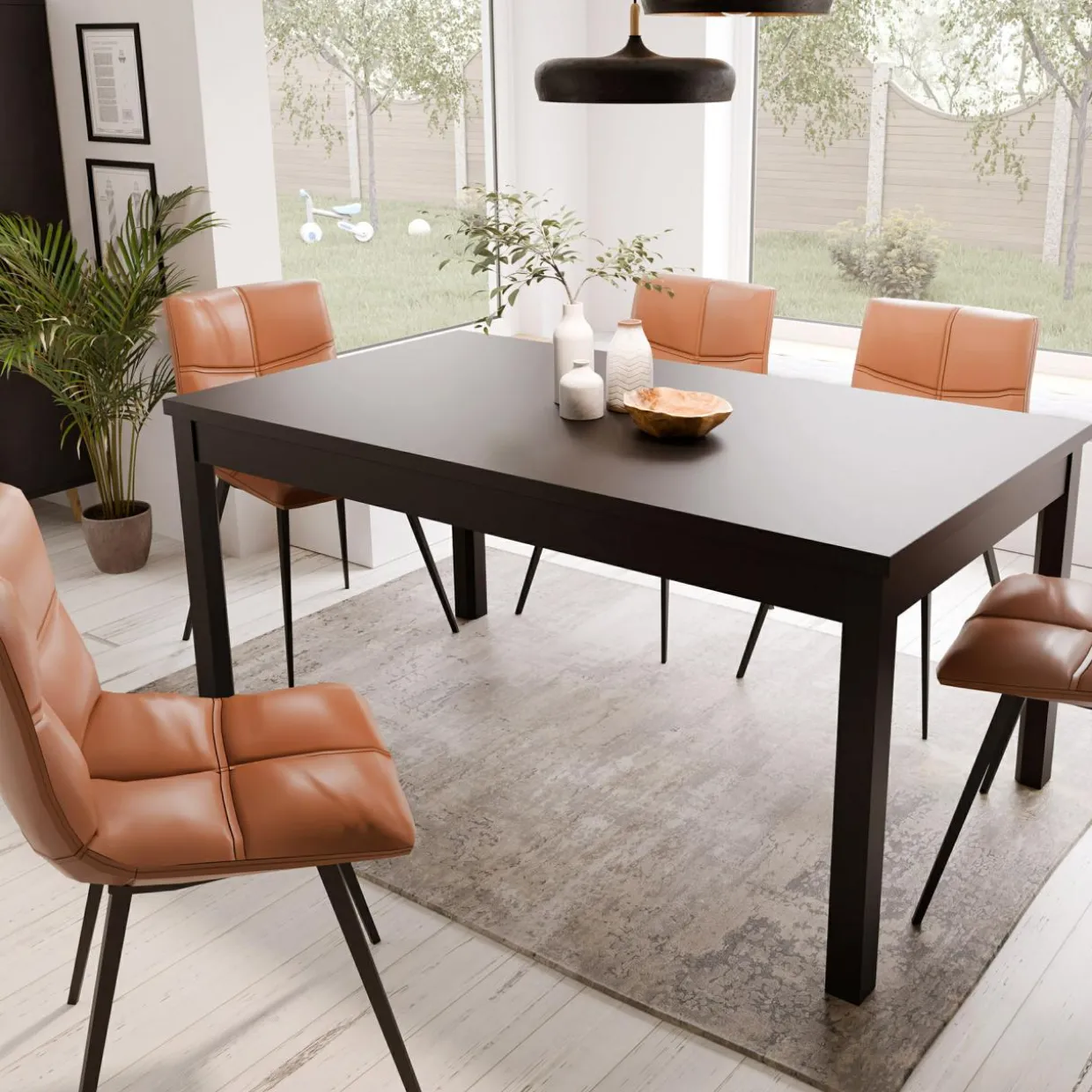 Stół rozkładany czarny 160-207 cm