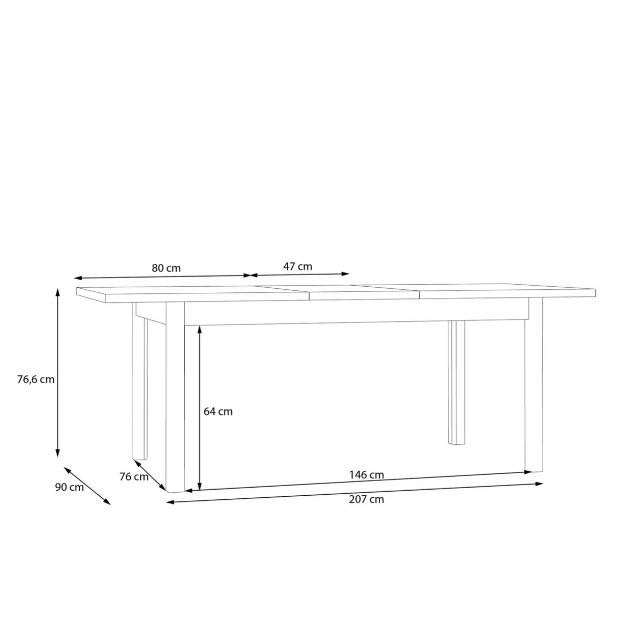 Stół rozkładany czarny 160-207 cm