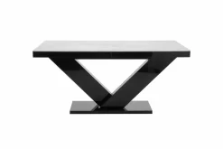 Stół rozkładany VICTORIA czarny / nadruk szary kamień mat