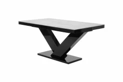 Stół rozkładany VICTORIA czarny / nadruk szary kamień mat