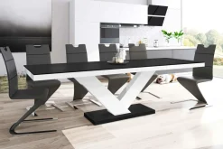 Stół rozkładany VICTORIA MAT biały / czarny