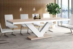 Stół rozkładany VICTORIA połysk biały / cappucino