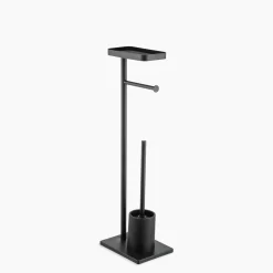 Stojak na papier toaletowy ze szczotką do WC czarny