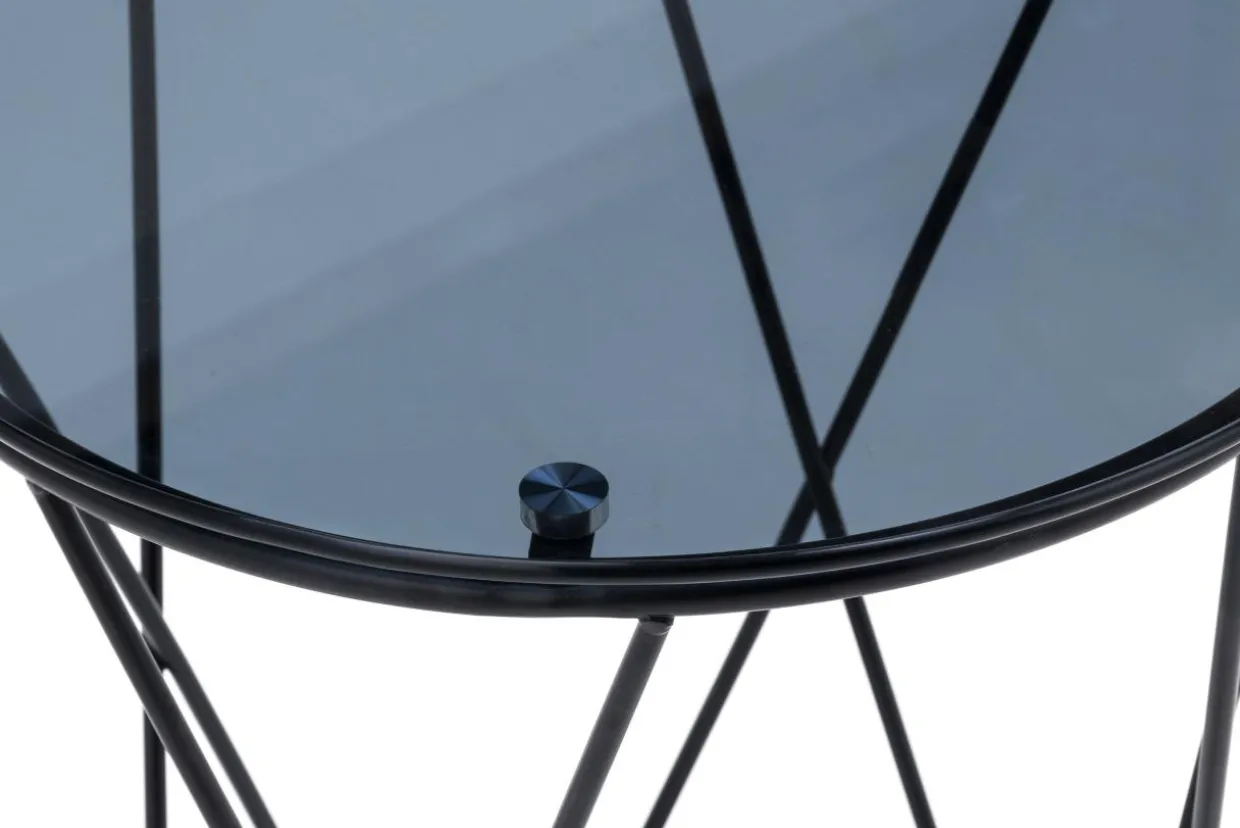 Stolik kawowy okrągły ze szklanym blatem 50 cm SANI