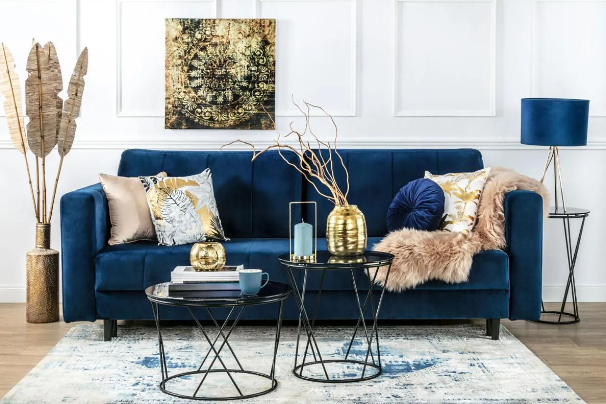 Stolik kawowy okrągły ze szklanym blatem 50 cm SANI