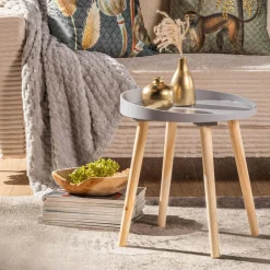 Stolik kawowy pomocniczy szary 44 cm