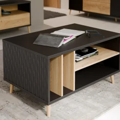 Stolik kawowy ryflowany, czarny