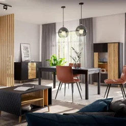 Stolik kawowy ryflowany, czarny