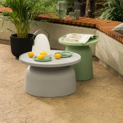 Stolik ogrodowy okrągły jasnoszary ULMONDO