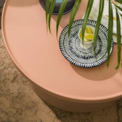 Stolik ogrodowy okrągły różowy ULMONDO