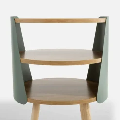 Stolik okrągły z półkami HINATA