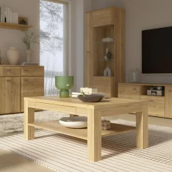 Stolik z szufladą w kolorze drewna