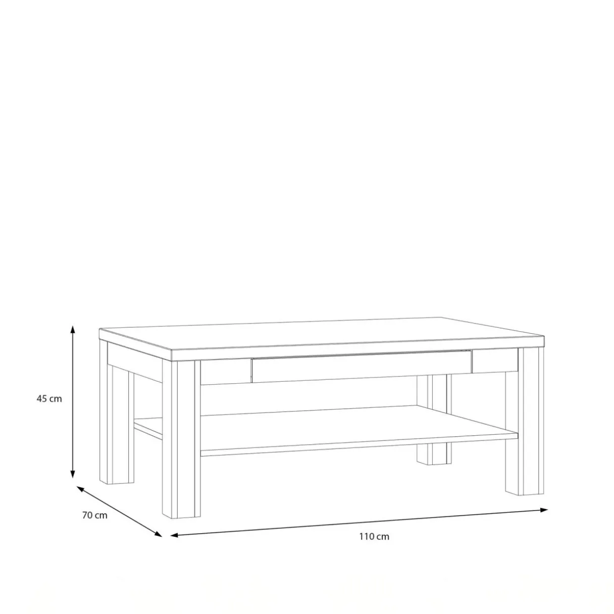 Stolik z szufladą w kolorze drewna