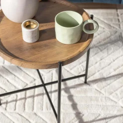 Stolik z tacą brązowo-czarny 41 cm