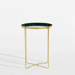 Stolik z tacą zielono-złoty 47,5 cm