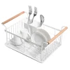 Suszarka do naczyń z drewnianymi uchwytami biała 36x26x16,5 cm