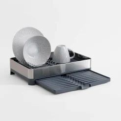 Suszarka na naczynia rozsuwana srebrno-szara 43x29,5x8 cm