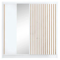 Szafa biała z lamelami i lustrem LAMELLO