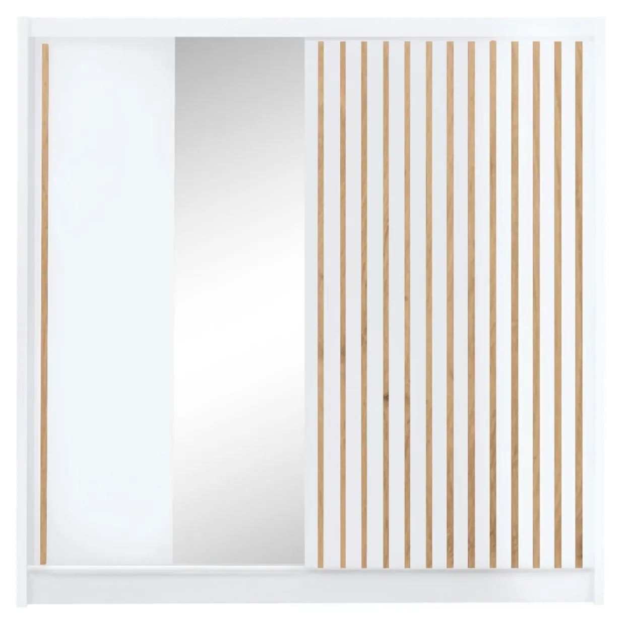 Szafa biała z lamelami i lustrem LAMELLO