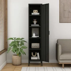 Szafa 1-drzwiowa grafitowo-czarna SOLANS