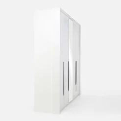 Szafa 5-drzwiowa z lustrem z listwą okalającą PIANO biała wysoki połysk