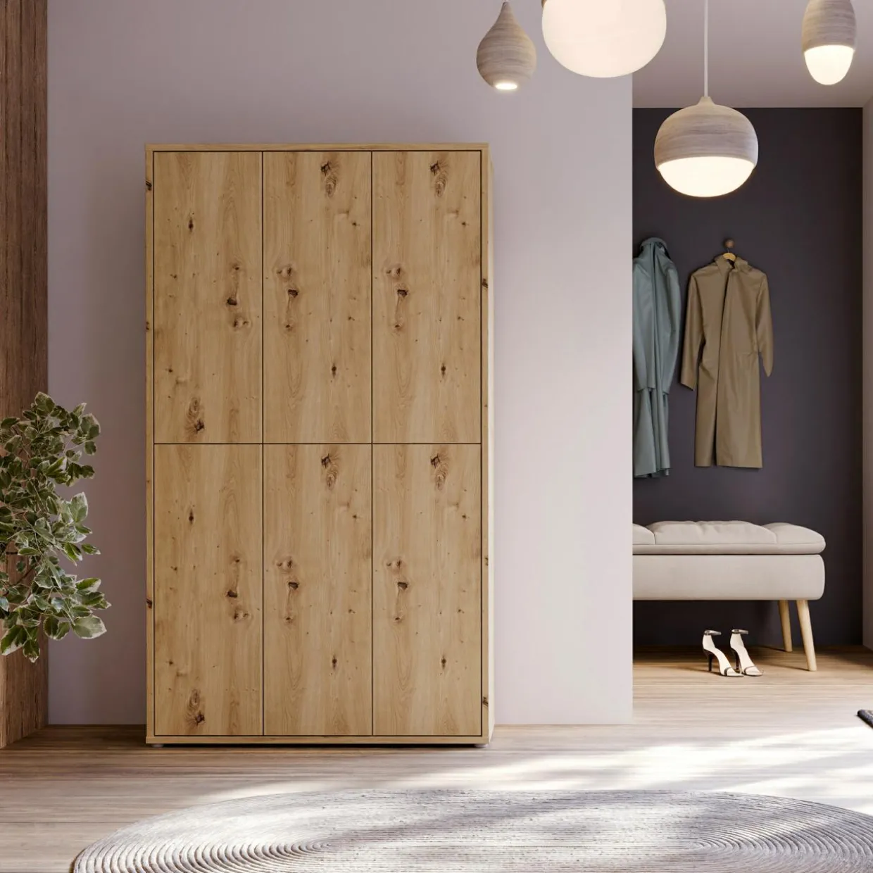 Szafa na buty 6-drzwiowa ALICE SPRINGS dąb artisan