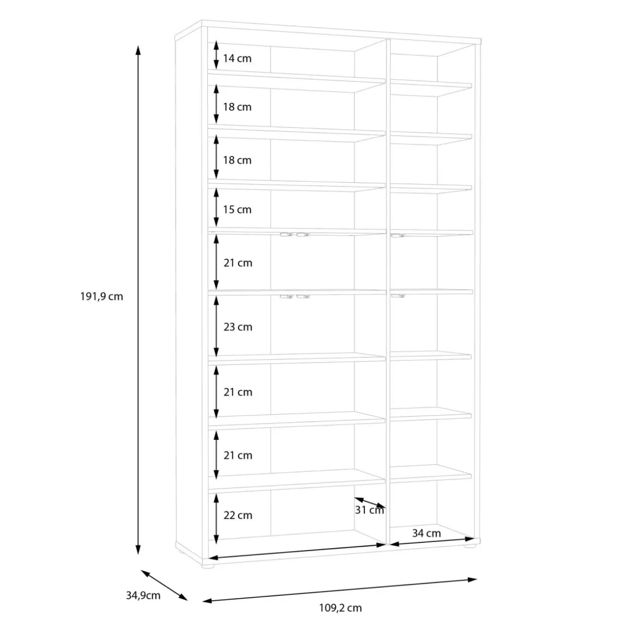 Szafa na buty 6-drzwiowa ALICE SPRINGS dąb artisan