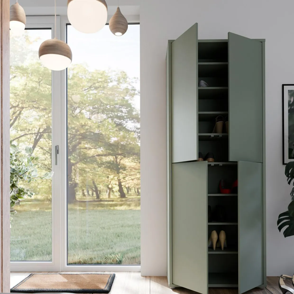 Szafa na buty 4-drzwiowa ALICE SPRINGS zielona