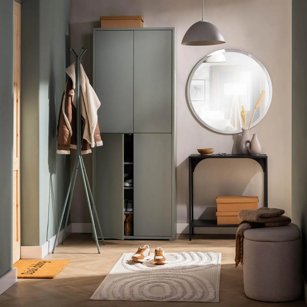 Szafa na buty 4-drzwiowa ALICE SPRINGS zielona