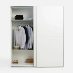 Szafa przesuwna biała TEMPO 2D z półkami