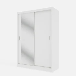 Szafa przesuwna INES z lustrem 150 cm biała