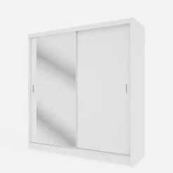 Szafa przesuwna INES z lustrem 203 cm biała