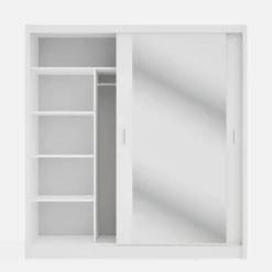 Szafa przesuwna INES z lustrem 203 cm biała