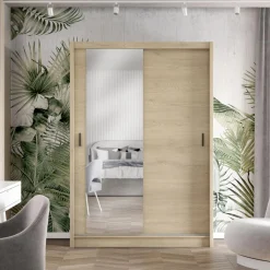 Szafa przesuwna INES z lustrem 150 cm dąb cremona