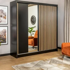 Szafa przesuwna z lamelami i lustrem LAMELLO