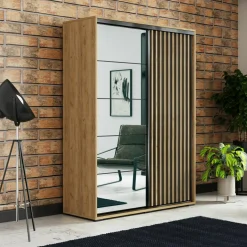 Szafa przesuwna z lamelami i lustrem LIMA