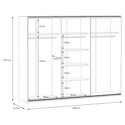 Szafa przesuwna z lustrem 3-drzwiowa HIGH ROCK