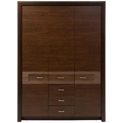 Szafa z drążkiem półkami i szufladami ciemny brąz PARIS